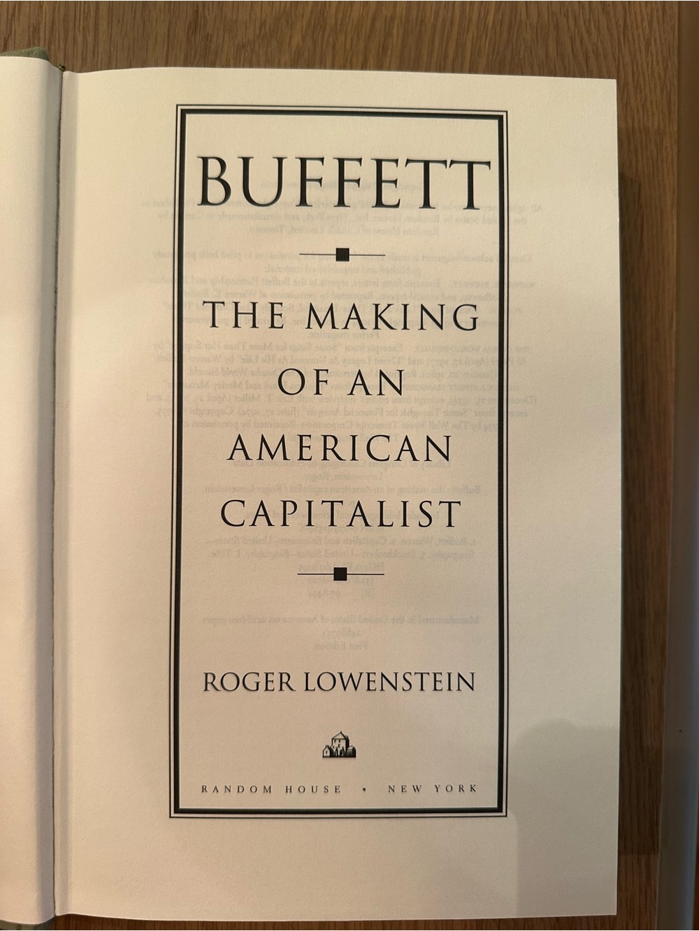 Buffett: The Making of an American Capitalist by Roger Lowenstein - Hard Cover